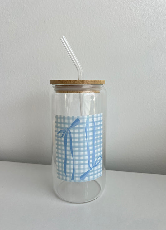 Tied With Love Glass Tumbler W/ Glass Straw