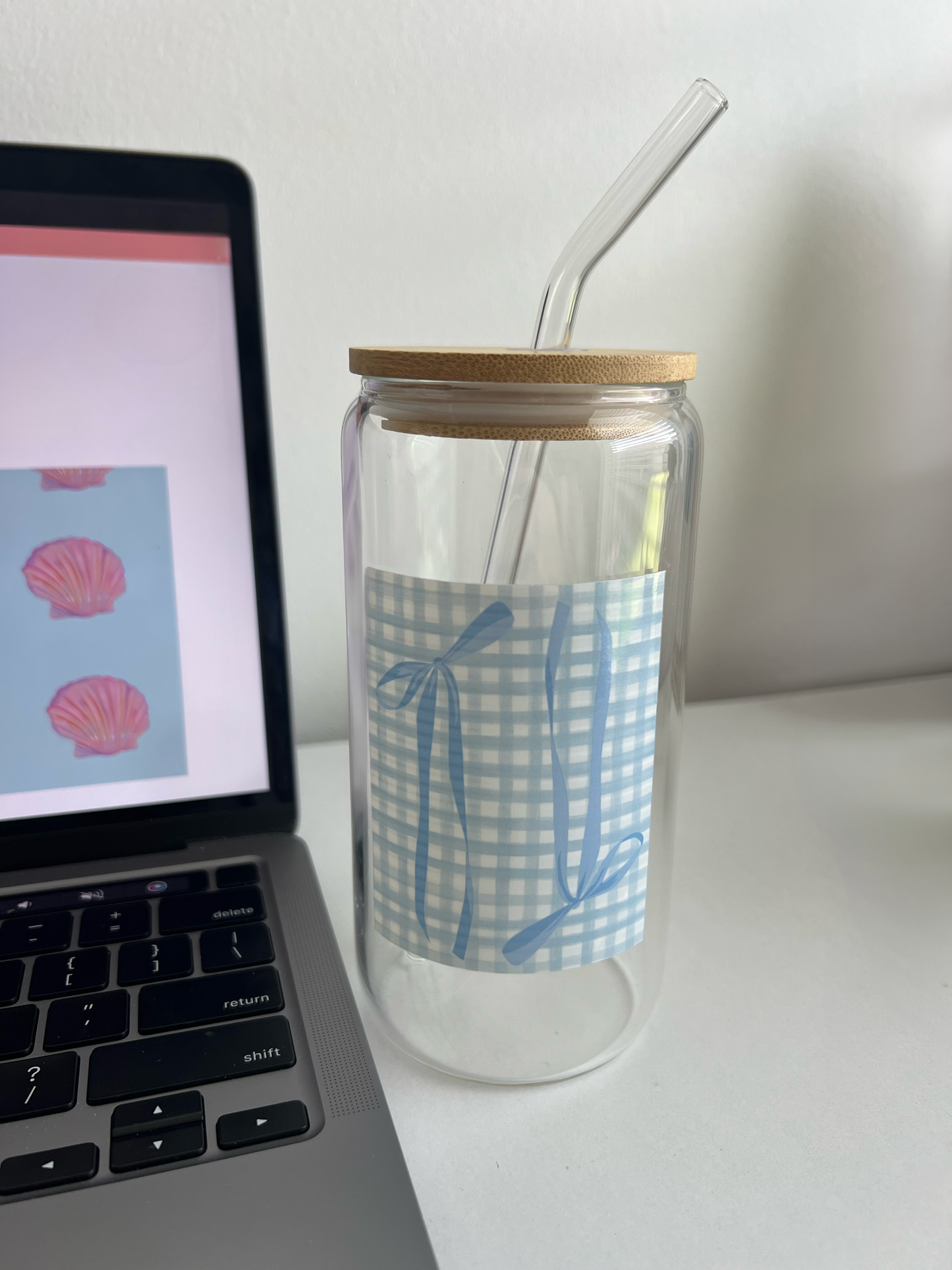 Tied With Love Glass Tumbler W/ Glass Straw
